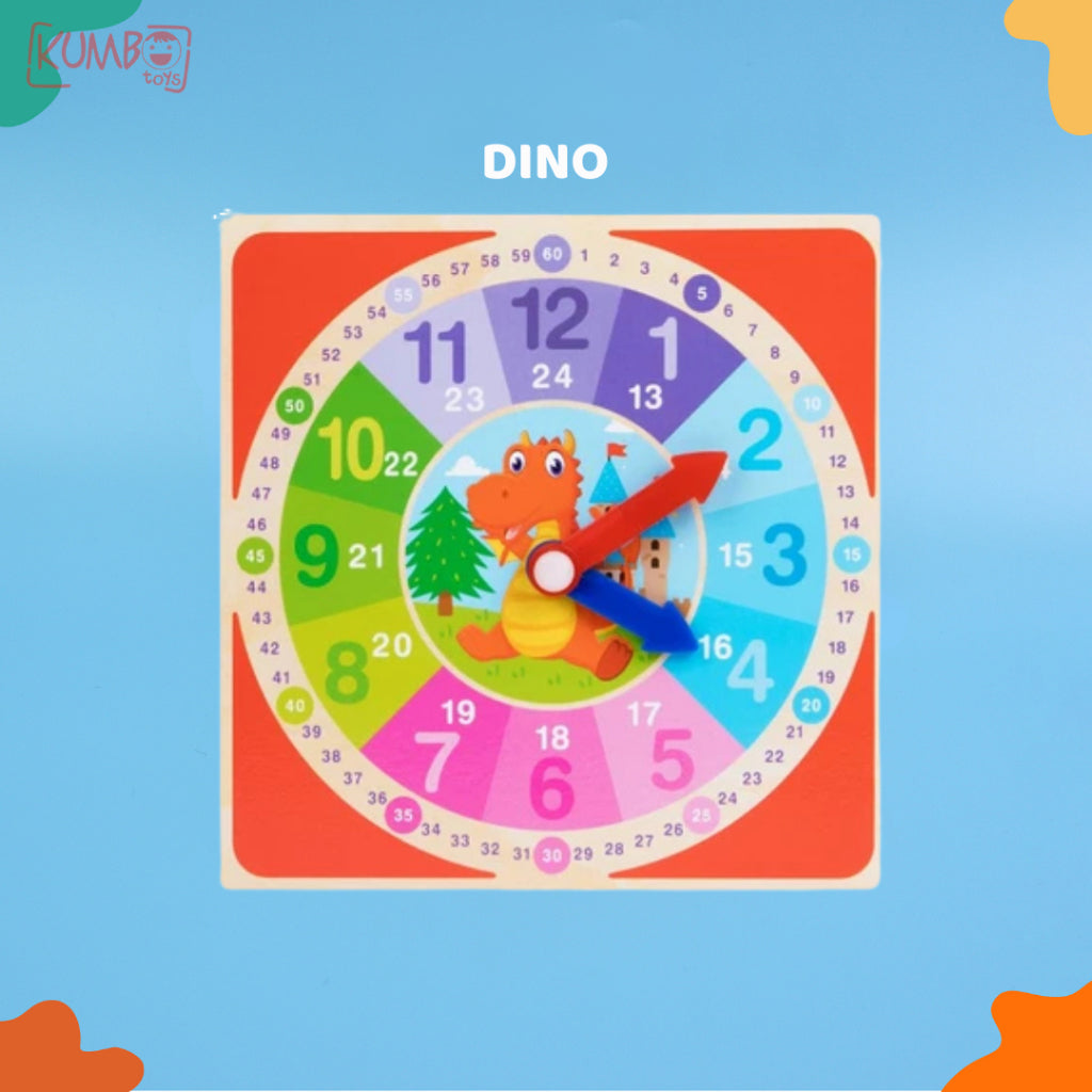 Mainan Edukasi Anak Jam Motif Hewan Wooden Clock Animal