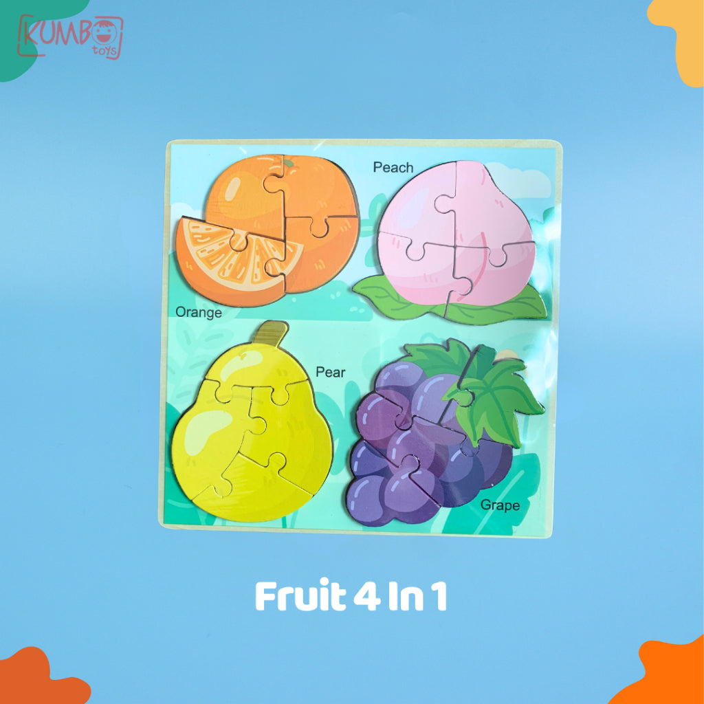 Mainan Edukasi Anak Puzzle Kayu 3D Shape Mix Matching 4 In 1 Puzzle Kayu Anak