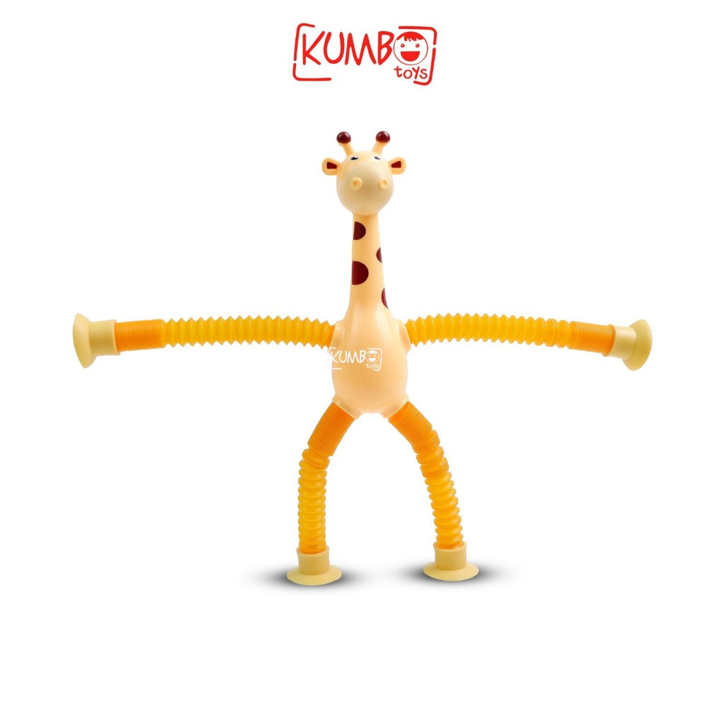 Mainan Anak Tempel Jerapah Lampu Nyala Tarik Tabung Teleskopik Fidget Toys