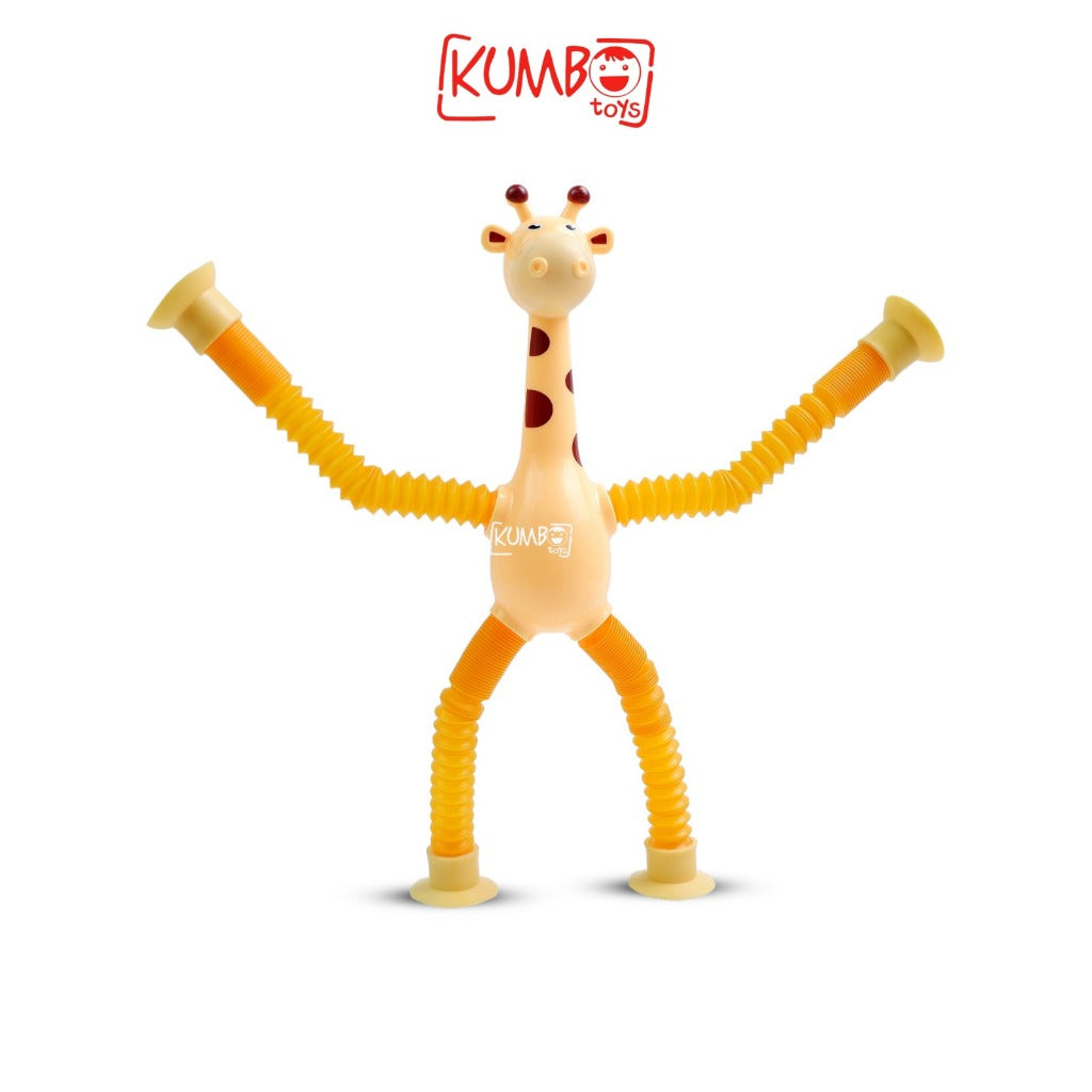 Mainan Anak Tempel Jerapah Lampu Nyala Tarik Tabung Teleskopik Fidget Toys