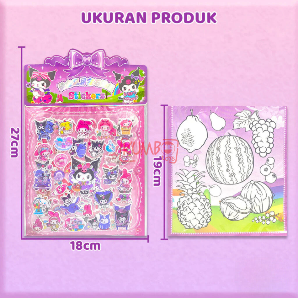 Mainan Edukasi Anak Sticker 3d Timbul Sanrio Mix Besar Kuromi Melody