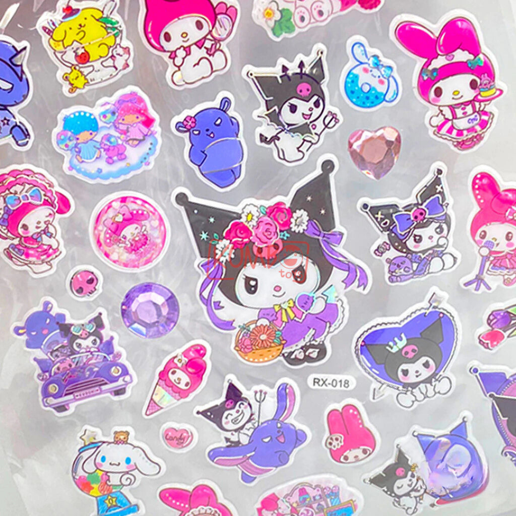 Mainan Edukasi Anak Sticker 3d Timbul Sanrio Mix Besar Kuromi Melody
