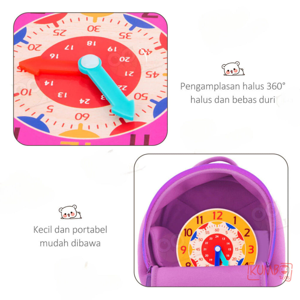 Mainan Edukasi Anak Jam Kayu Polos Wooden Clock Toys