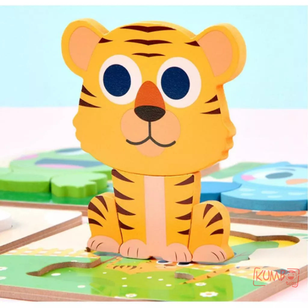 Mainan Edukasi Anak Puzzle Kayu 3D Shape Animal Aneka Bentuk Warna