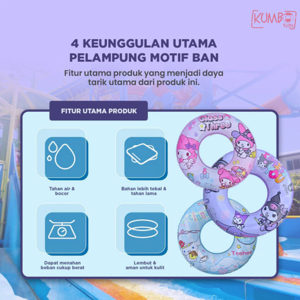 Ban Renang Anak Karakter Lucu 60 & 70 CM Swim Ring PVC Sanrio Stitch