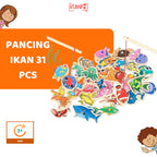 Mainan Edukasi Anak Pancing Ikan Magnet Kayu 31 PCS