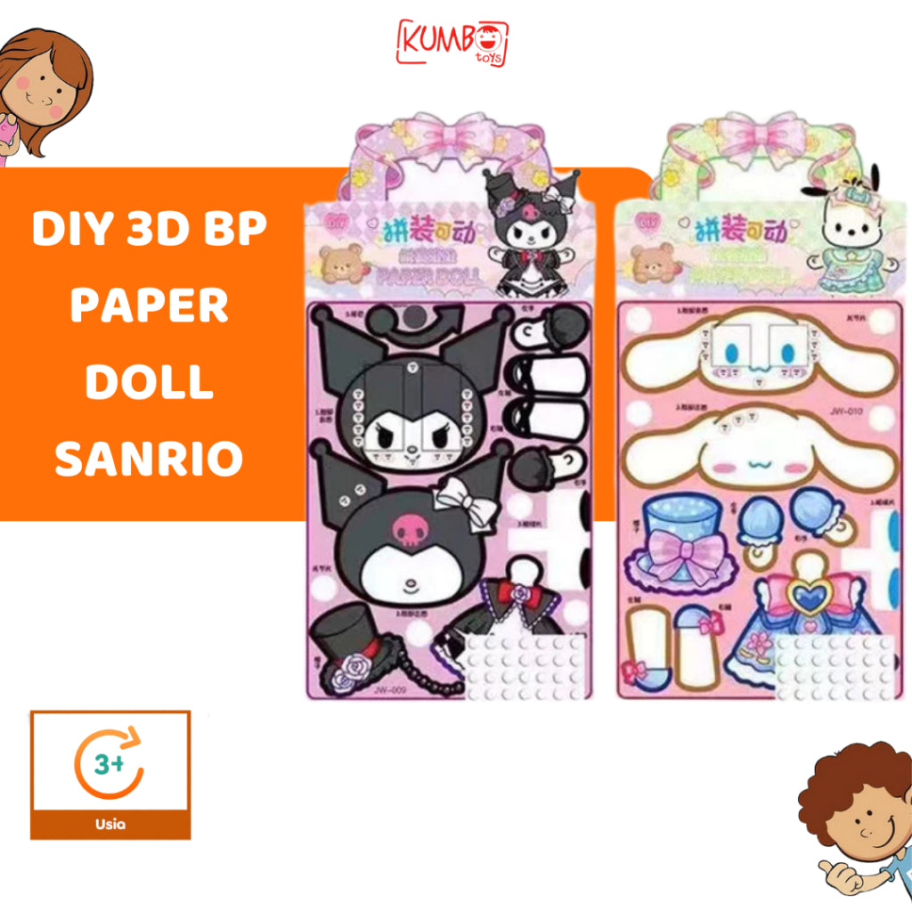 Mainan Edukasi Anak DIY BP Paper Doll Karakter Sanrio Cinnamarol Kuromi BP 3D