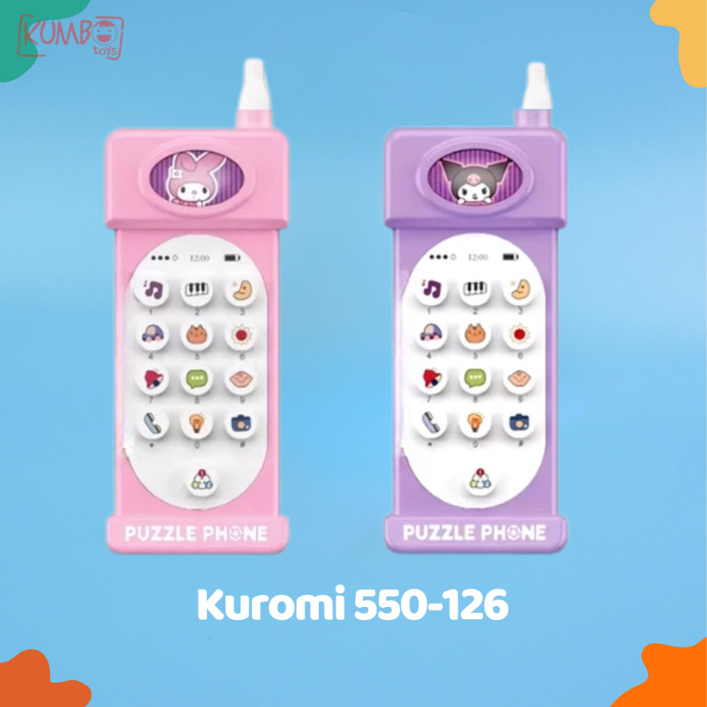 Mainan Anak Bayi Mobile Phone Puzzle Baby Music Handphone Karakter Stitch Kuromi HP Musik