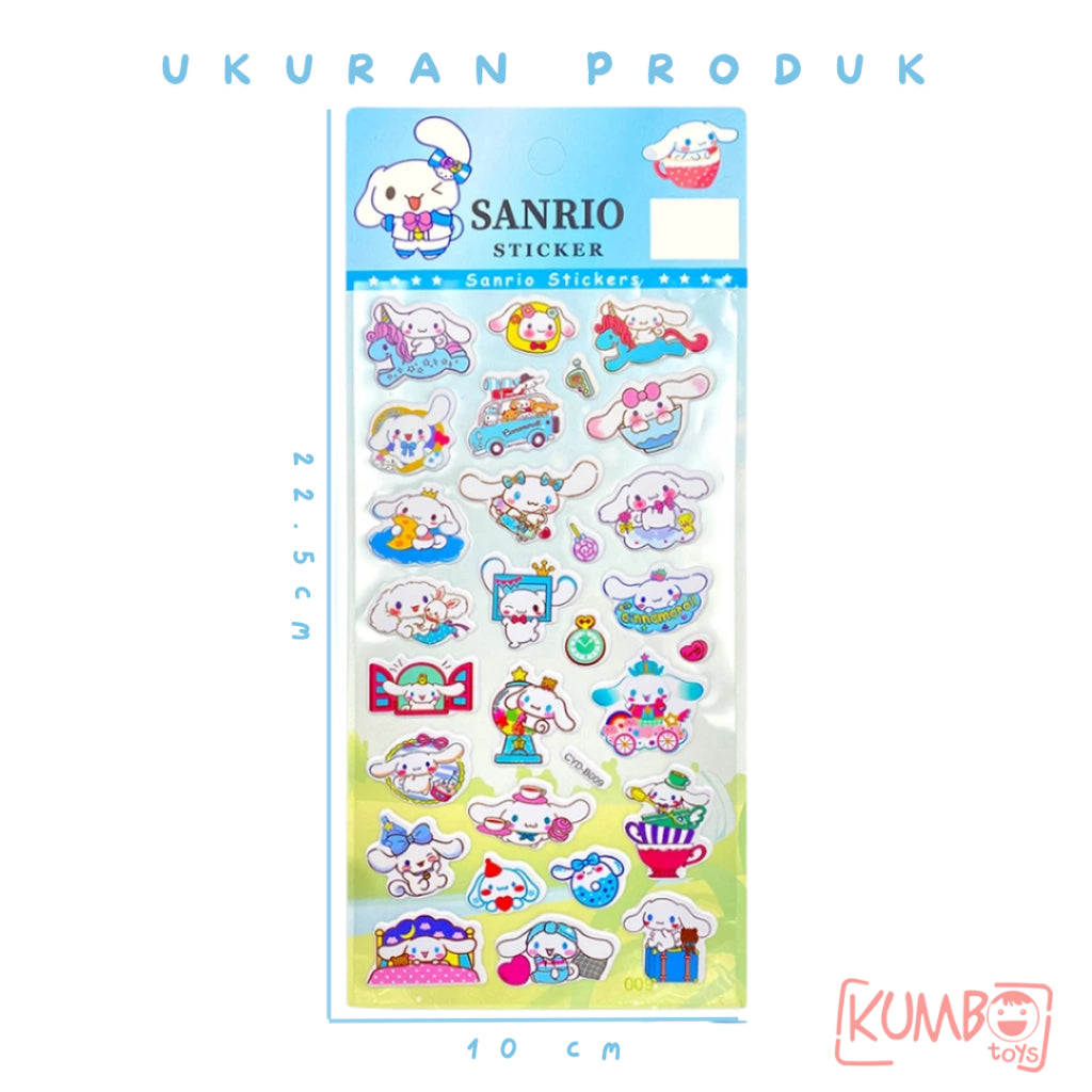 Mainan Edukasi Anak Sticker 3D Timbul Karakter SANRIO Mix Panjang Kuromi Melody Cinnamoroll