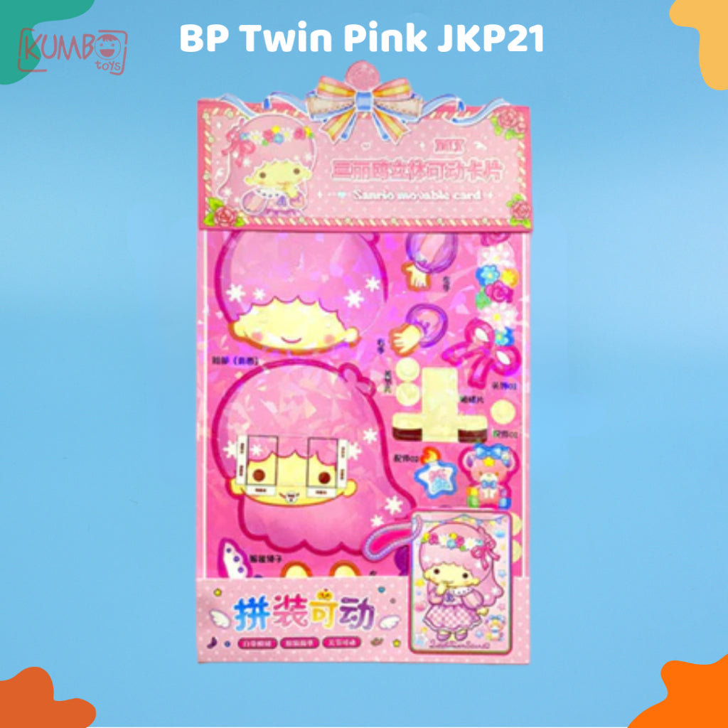 Mainan Edukasi Anak DIY BP 3D Karakter Sanrio Hologram Movable Card