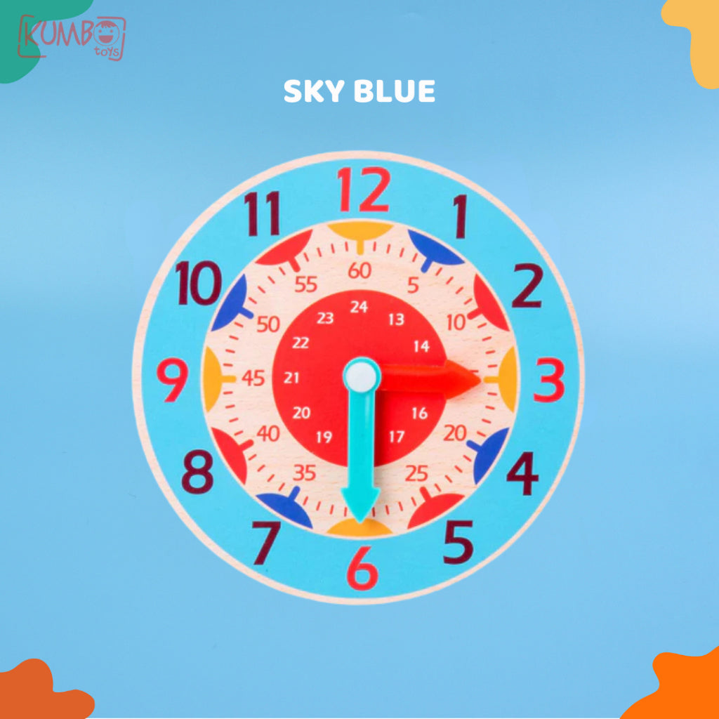 Mainan Edukasi Anak Jam Kayu Polos Wooden Clock Toys