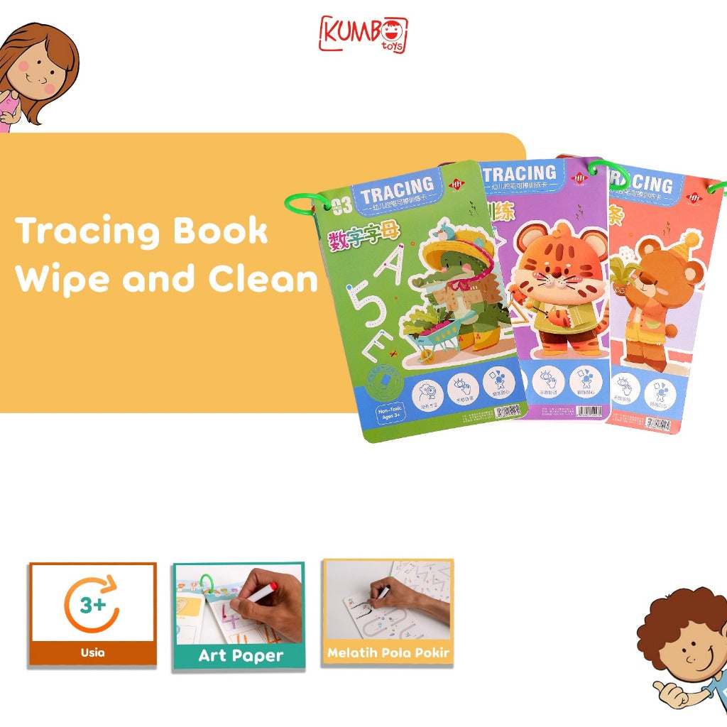 Buku Edukasi Anak Tracing Book Wipe And Clean Reuseable Worksheet