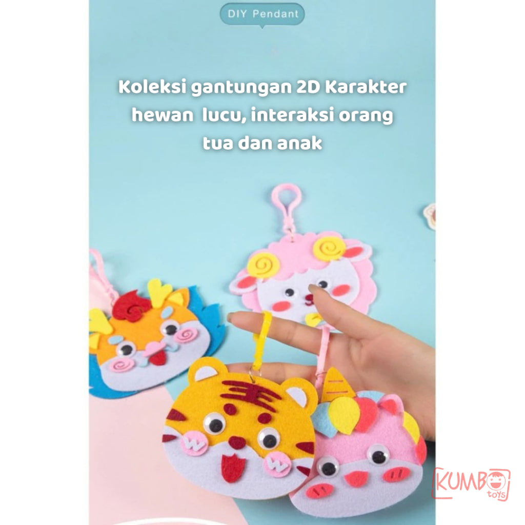 Mainan Edukasi Anak Gantungan Flanel 2D Karakter Hewan Lucu Craft Prakarya Kerajinan Tangan