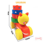 Mainan Edukasi Anak Mobil Kayu Tarik Motif Hewan Basic Pull Along Car Shape Animal
