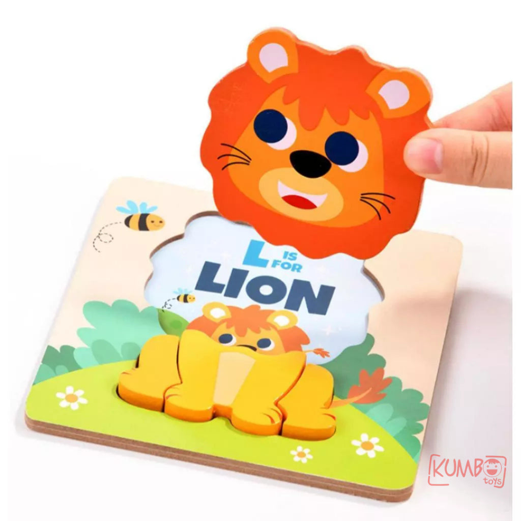 Mainan Edukasi Anak Puzzle Kayu 3D Shape Animal Aneka Bentuk Warna