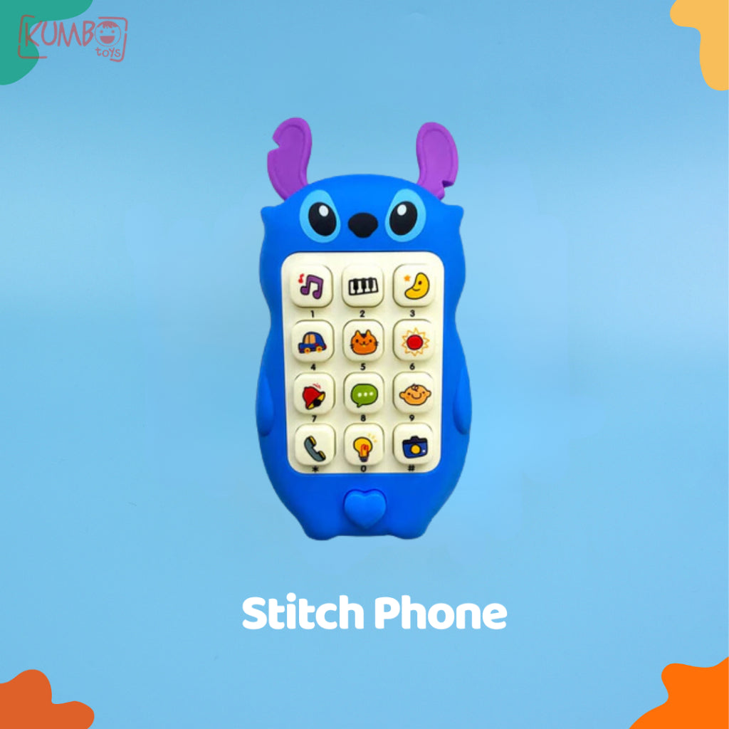 Mainan Anak Bayi Mobile Phone Puzzle Baby Music Handphone Karakter Stitch Kuromi HP Musik