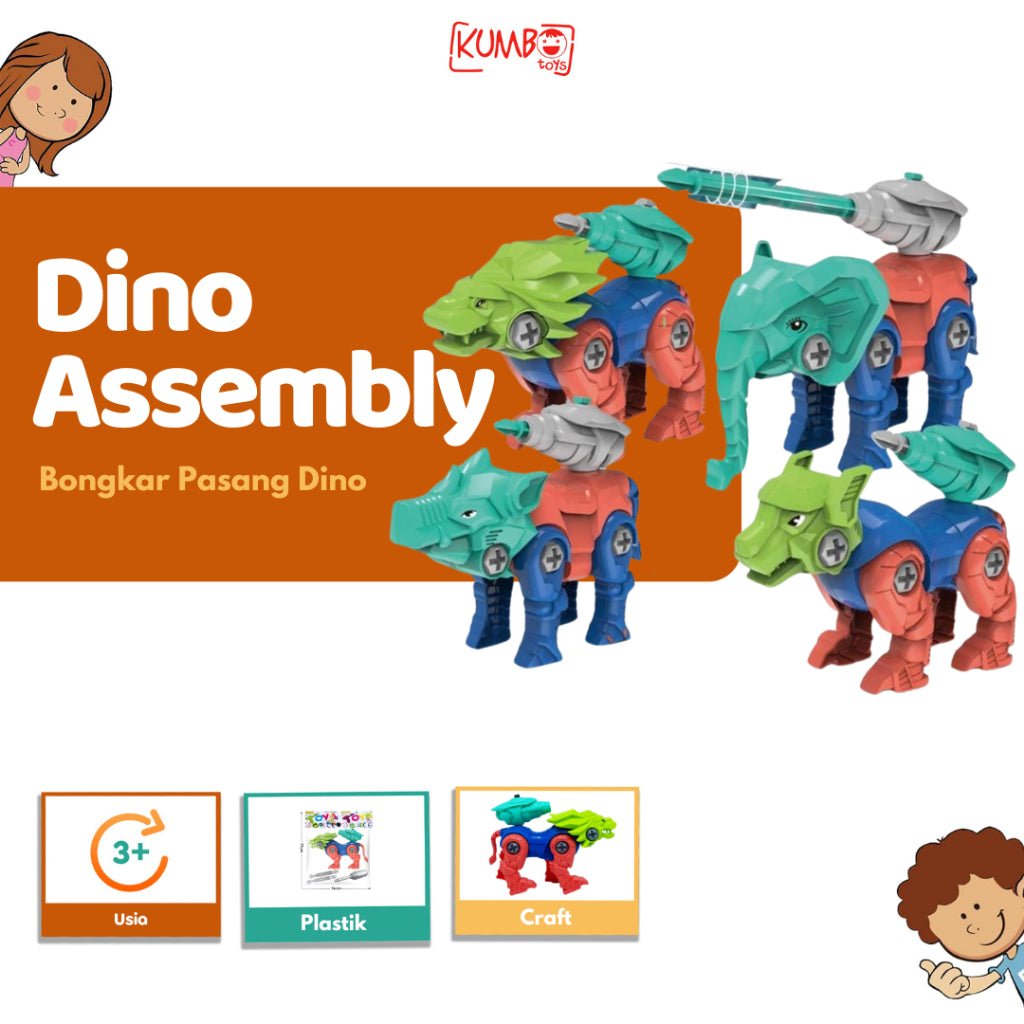 Mainan Edukasi Anak DIY Dino Assembly Rakit Bongkar Pasang