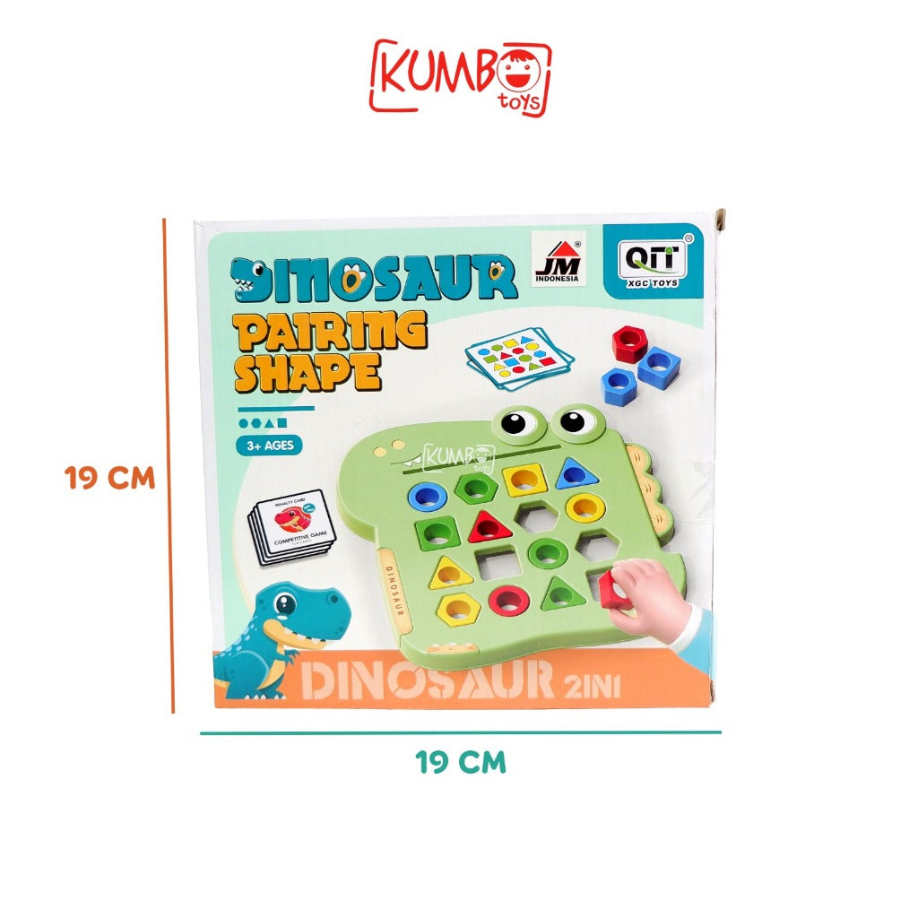 Mainan Edukasi Anak Pairing Shape Dinosaurus Puzzle 3D Shape Mencocokan Geometri Dino