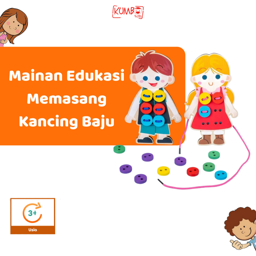 Mainan Edukasi Anak Memasang Kancing Baju Montessori Early Education Wear Buttons