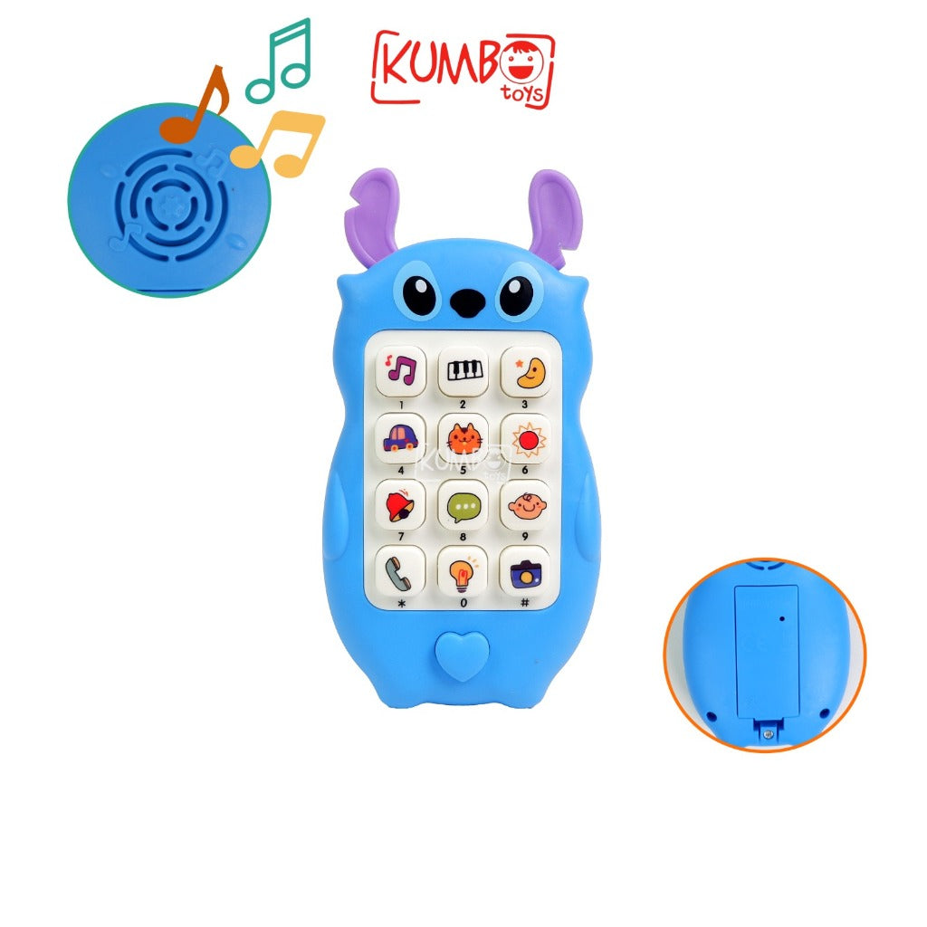 Mainan Anak Bayi Mobile Phone Puzzle Baby Music Handphone Karakter Stitch Kuromi HP Musik
