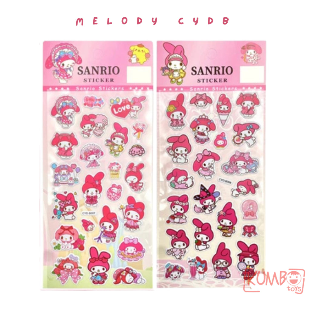 Mainan Edukasi Anak Sticker 3D Timbul Karakter SANRIO Mix Panjang Kuromi Melody Cinnamoroll
