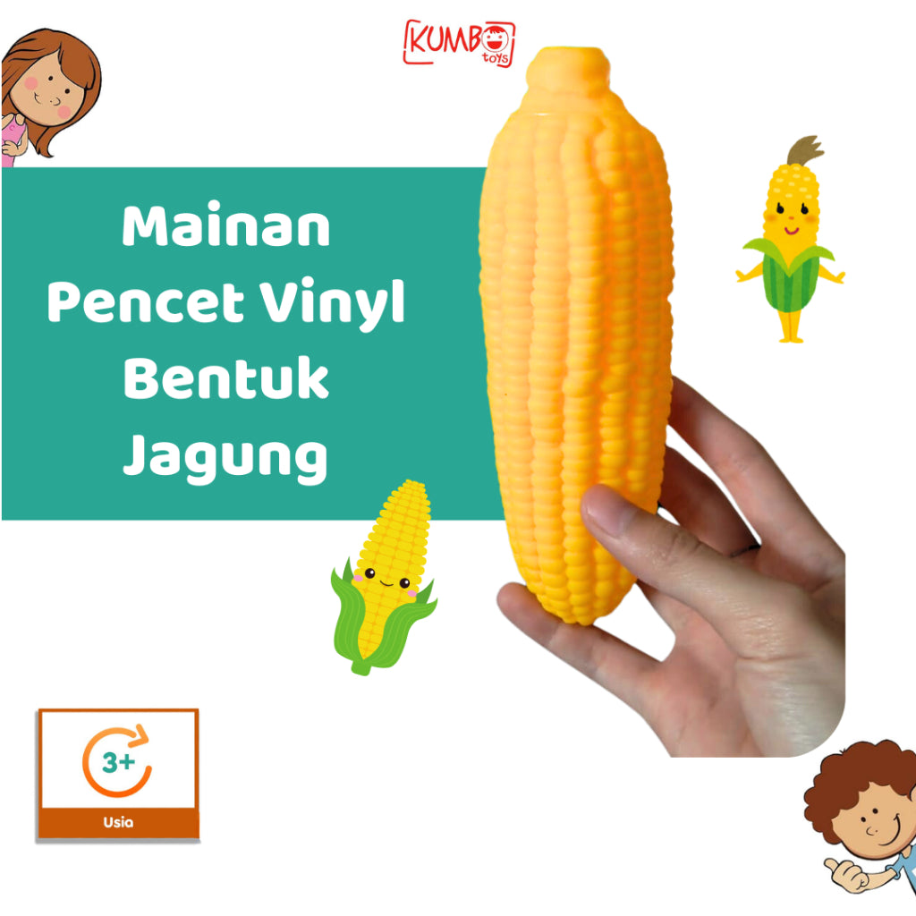 Mainan Edukasi Jagung Anak Vinyl Pencet Bentuk Jagung Bunyi Corn