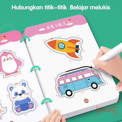 Mainan Edukasi Anak Book Stroke Line Dot To Dot Buku Belajar Menulis Reuseable Magic Workbook Activity