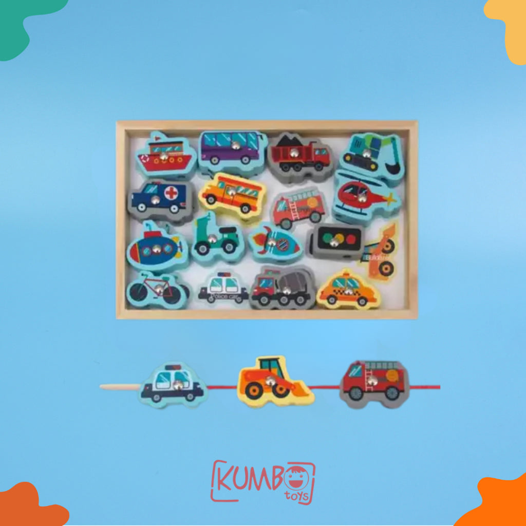 Mainan Edukasi Anak Memancing Dan Meronce Karakter Papan Kayu