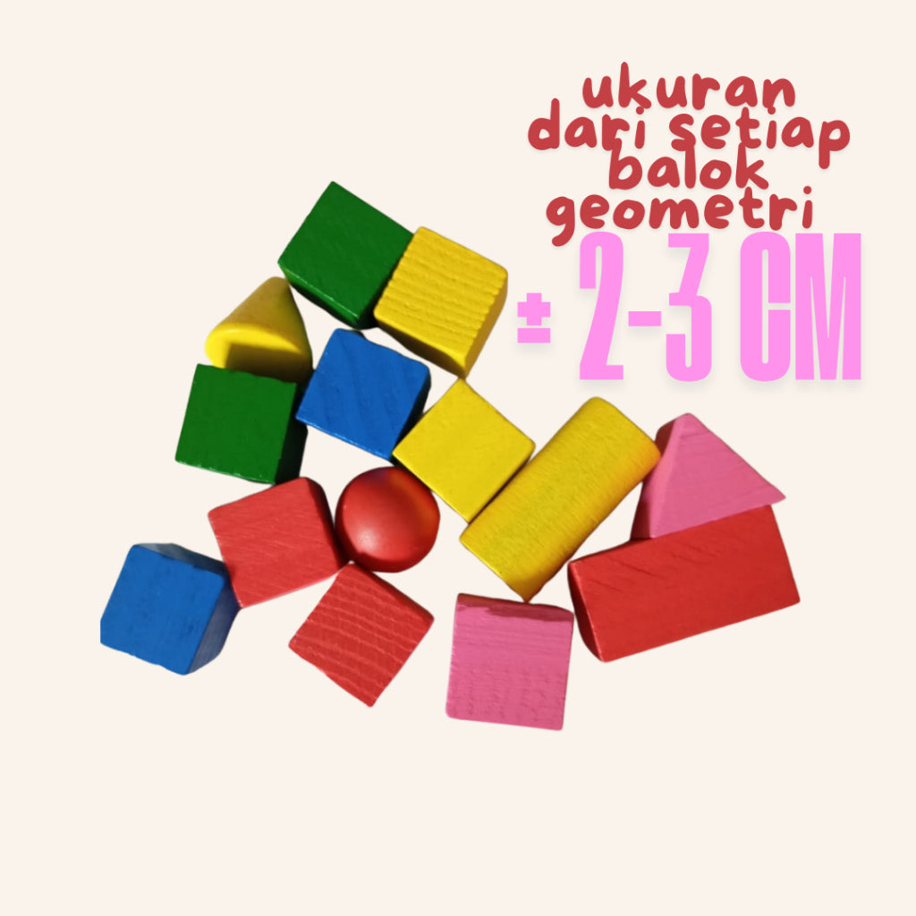 Mainan Edukasi Anak Geometri Balok Kayu Mini