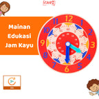 Mainan Edukasi Anak Jam Kayu Polos Wooden Clock Toys