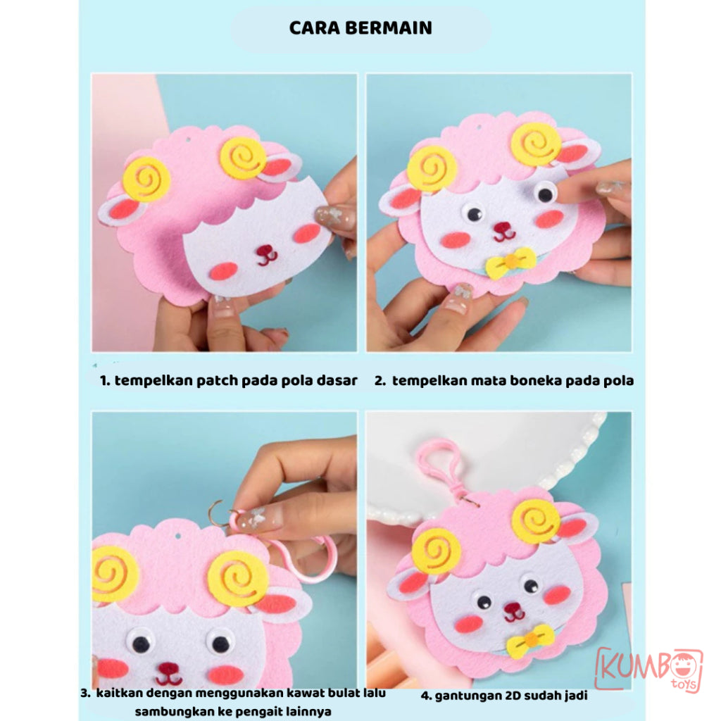 Mainan Edukasi Anak Gantungan Flanel 2D Karakter Hewan Lucu Craft Prakarya Kerajinan Tangan
