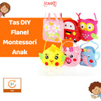 Mainan Edukasi Anak Tas Flanel Anak Montessori DIY Flanel HandBag Menjahit Handcraft Craft karakter