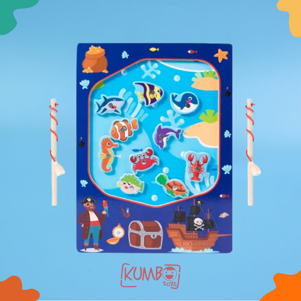 Mainan Edukasi Anak Pancing Ikan Papan Karakter