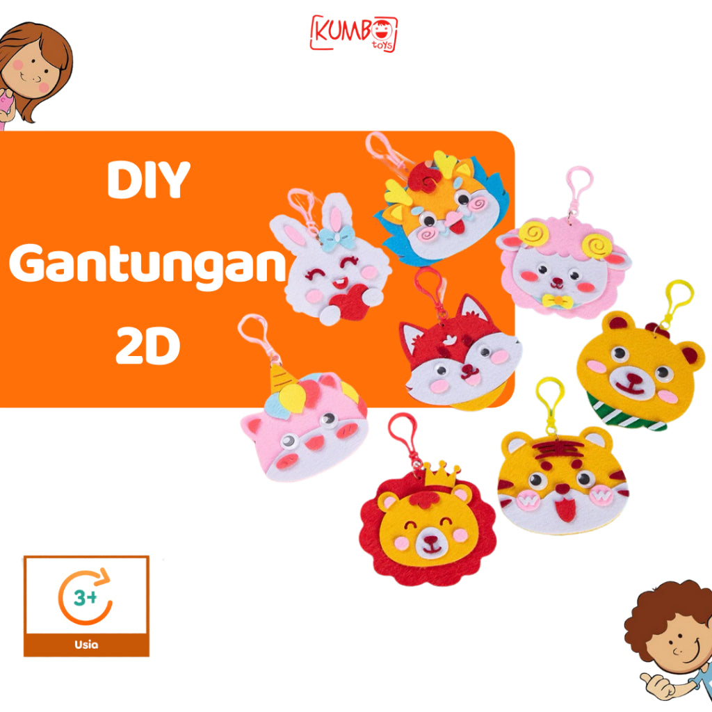 Mainan Edukasi Anak Gantungan Flanel 2D Karakter Hewan Lucu Craft Prakarya Kerajinan Tangan