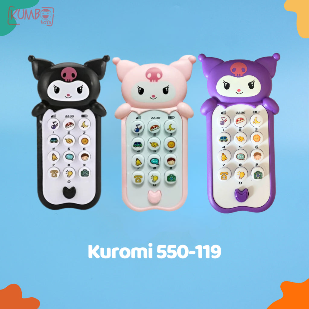 Mainan Anak Bayi Mobile Phone Puzzle Baby Music Handphone Karakter Stitch Kuromi HP Musik