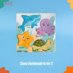 Mainan Edukasi Anak Puzzle Kayu 3D Shape Mix Matching 4 In 1 Puzzle Kayu Anak