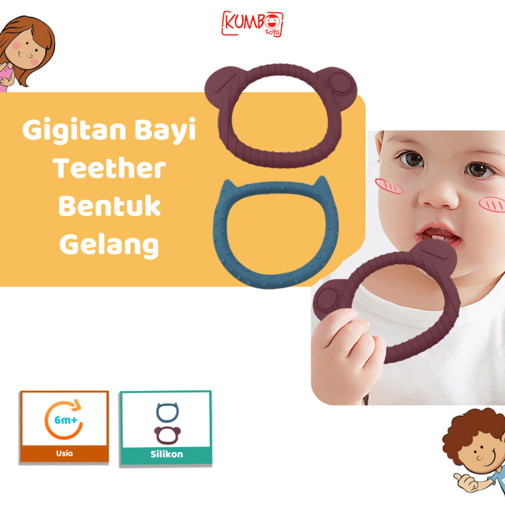 Mainan Gigitan Bayi Teether Bentuk Gelang Teether Silikon