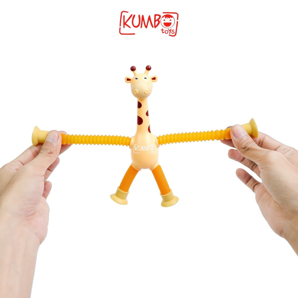 Mainan Anak Tempel Jerapah Lampu Nyala Tarik Tabung Teleskopik Fidget Toys