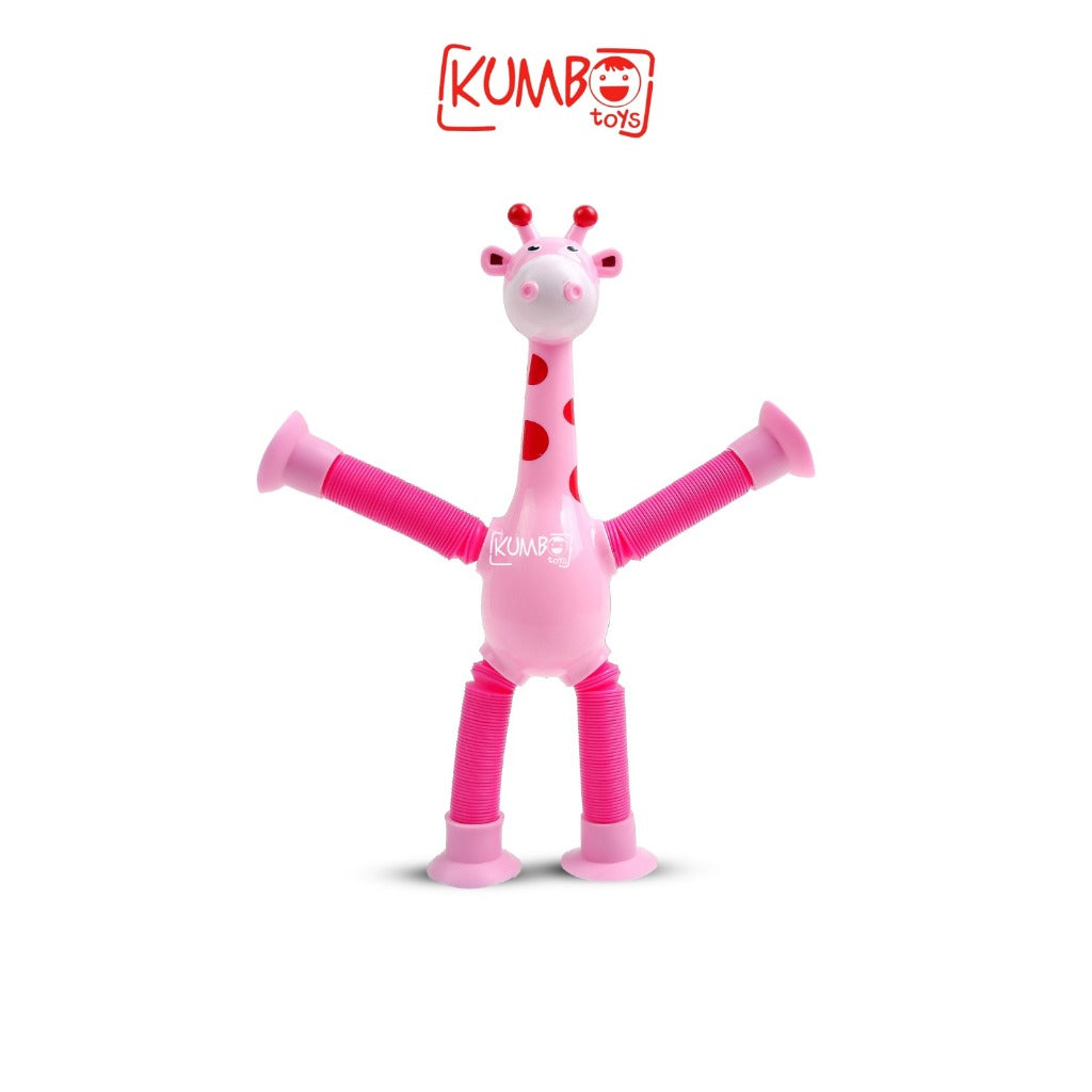Mainan Anak Tempel Jerapah Lampu Nyala Tarik Tabung Teleskopik Fidget Toys