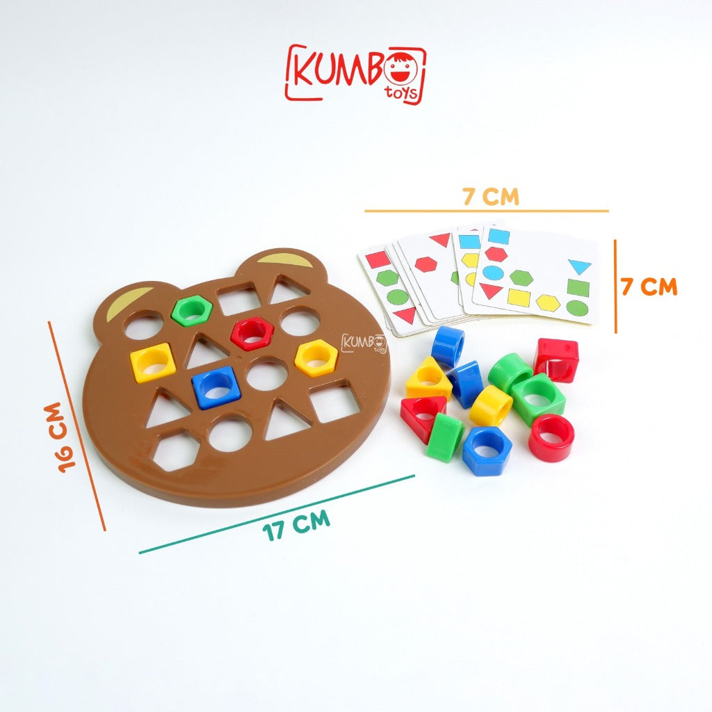Mainan Edukasi Anak Mencocokan Bentuk Geometri Montessori Toys Beruang Pairing Shape