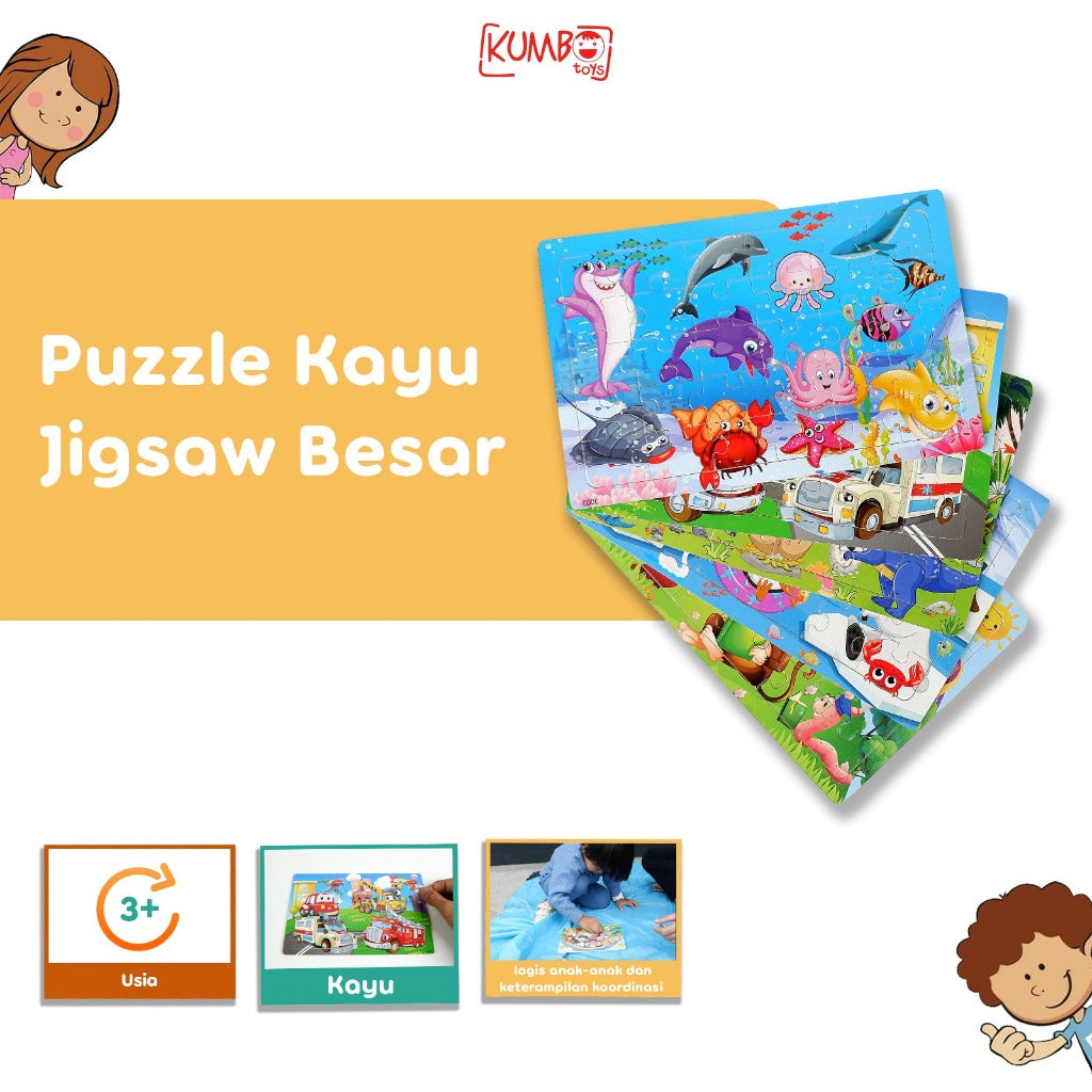 Mainan Edukasi Puzzle Jigsaw Besar Puzzle Kayu Anak