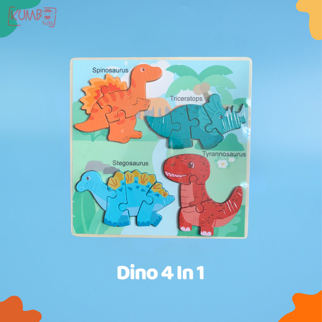 Mainan Edukasi Anak Puzzle Kayu 3D Shape Mix Matching 4 In 1 Puzzle Kayu Anak