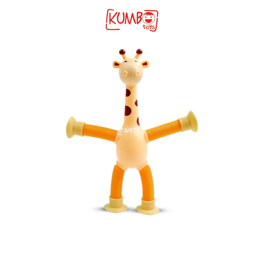 Mainan Anak Tempel Jerapah Lampu Nyala Tarik Tabung Teleskopik Fidget Toys