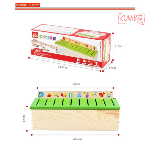 Mainan Edukasi Anak Knowledge Classification Box Kotak Klasifikasi Sortir Bentuk Warna Hewan Buah