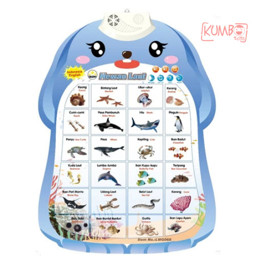 Poster Suara Mainan Edukasi Bahasa Indonesia Inggris Poster Dinding Mengenal Hewan Huruf Abjad Hijaiyah