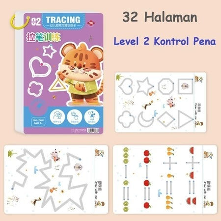 Buku Edukasi Anak Tracing Book Wipe And Clean Reuseable Worksheet