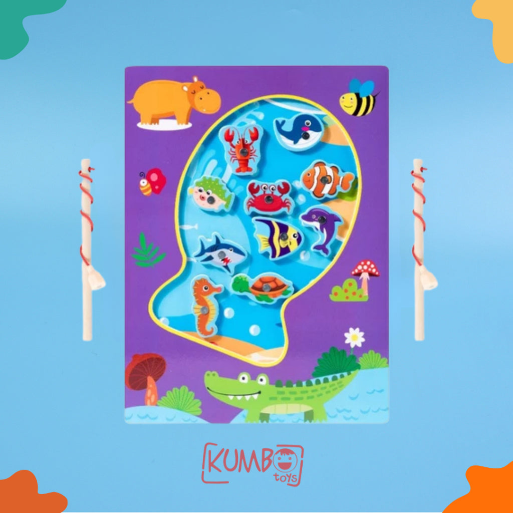 Mainan Edukasi Anak Pancing Ikan Papan Karakter