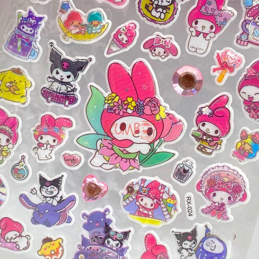 Mainan Edukasi Anak Sticker 3d Timbul Sanrio Mix Besar Kuromi Melody