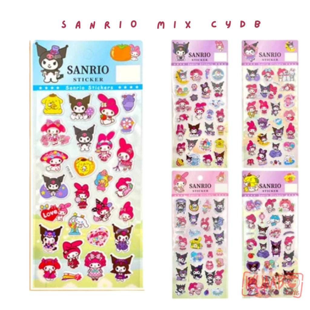 Mainan Edukasi Anak Sticker 3D Timbul Karakter SANRIO Mix Panjang Kuromi Melody Cinnamoroll