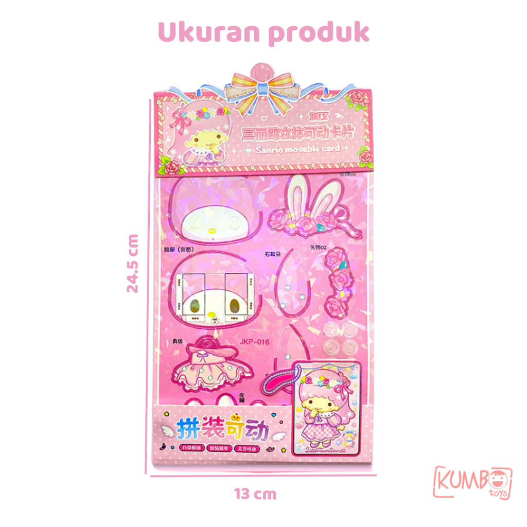 Mainan Edukasi Anak DIY BP 3D Karakter Sanrio Hologram Movable Card